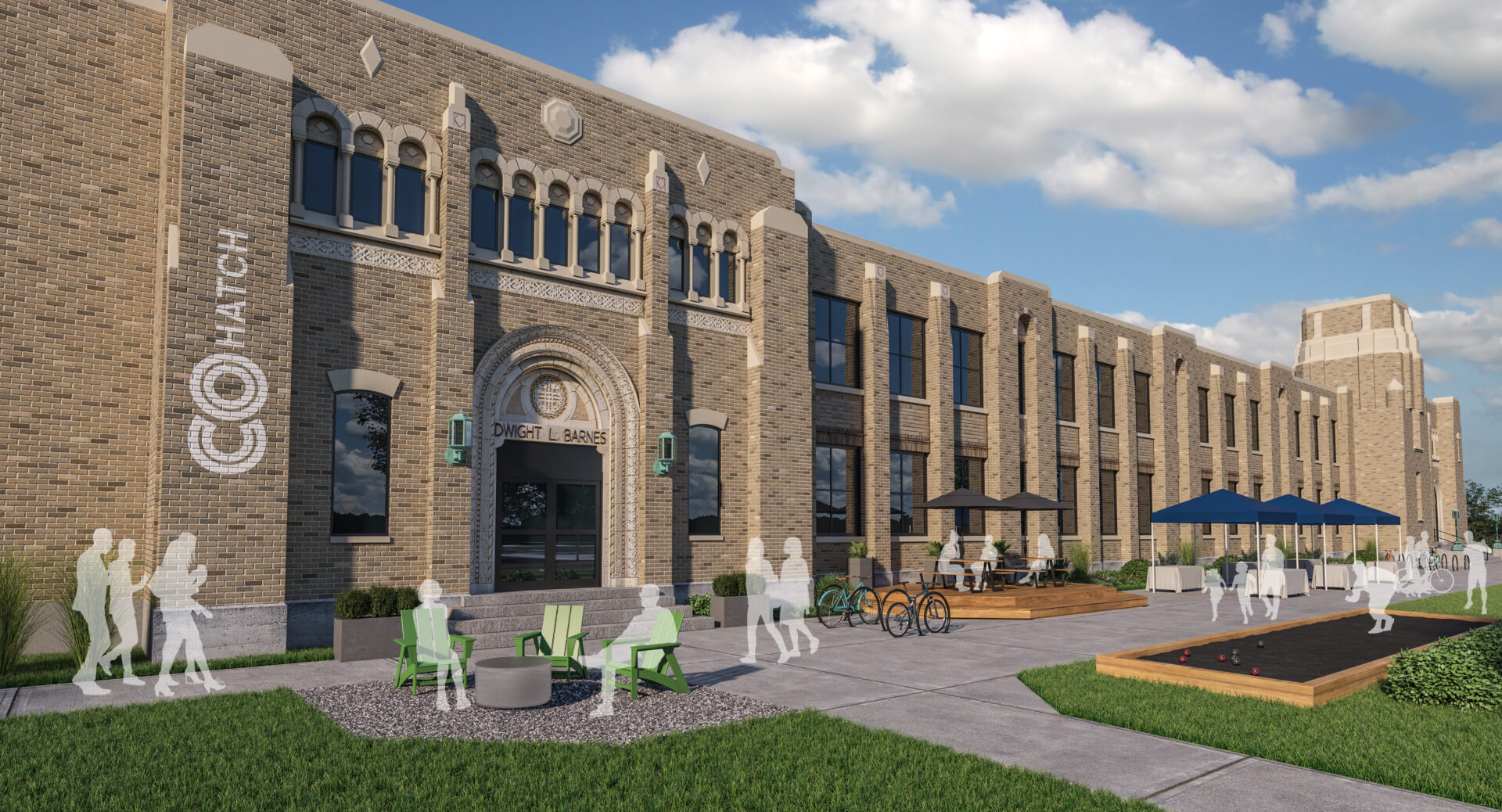 Barnes Building Rendering COhatch Entrance cohatch,coworking space,office space,meeting rooms,shared workspace,private offices